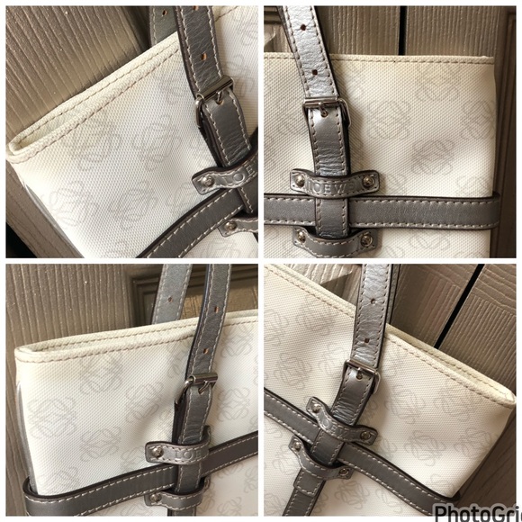 Loewe AUTHENTIC 2007 Anagram White Metallic Silver PVC Shopping Tote Bag - Picture 9 of 16